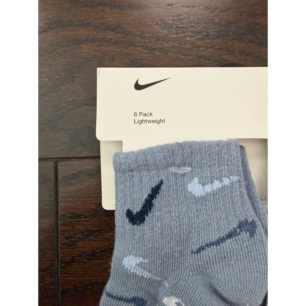 Nike Infant 6 Pack Lightweight Ankle Socks Blue White Grey 12-24M NN0801-U9E
